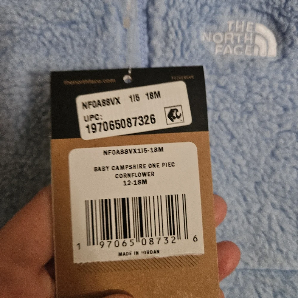 The North Face Campshire Fleece One-Piece: CORNFLOWER BLUE: NWT: 12-18 MTH